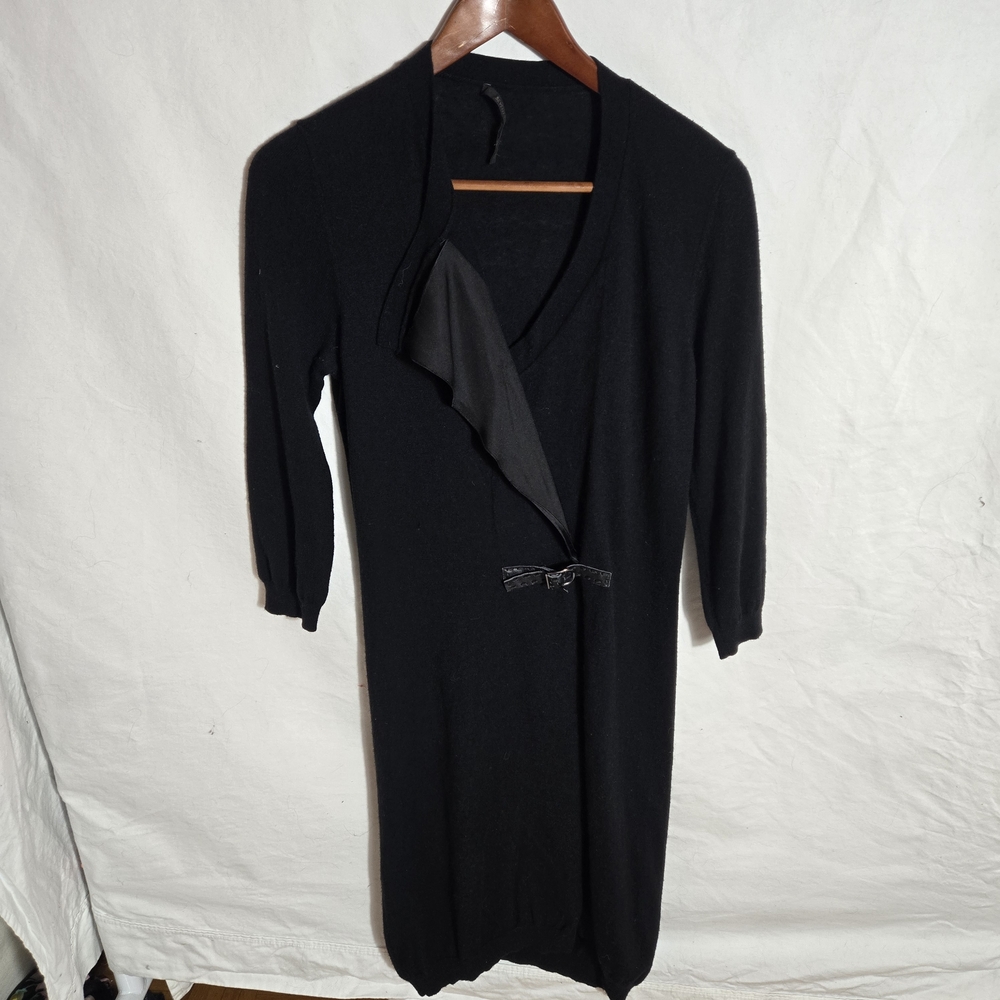 Seventy Elegant Black Long Sleeve Dress with Bow